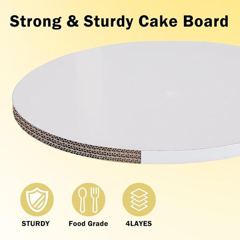 Trwcrt 10 PCS Cake Boards 12 Inch Round, Cake Drums 1/2 Inch Thick Sturdy Multiple Layers Smooth Edged for Birthday Wedding Party Displays in Kuwait