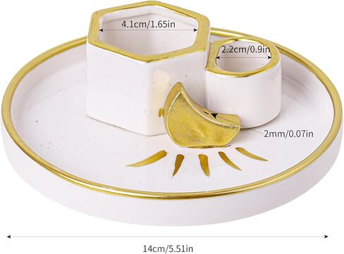 Incense Holder Burner, Ceramic Incense Holder for Palo Santo Sage Cedar Bundles Incense Sticks and Candle, Smudge Dish for Meditation Yoga, Modern Home Decor (Gold-Moon1) in Saudi Arabia