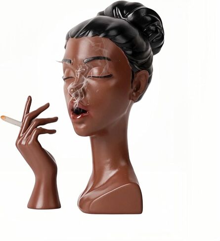 LeatherleadWorth Headscents: Elegant Black Woman Head Incense Burner Holder - Modern Design Home Decor & Desk Accessory (Black) in Saudi Arabia