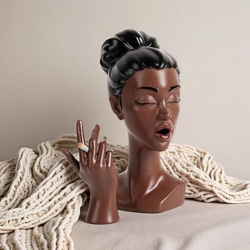 LeatherleadWorth Headscents: Elegant Black Woman Head Incense Burner Holder - Modern Design Home Decor & Desk Accessory (Black) in Saudi Arabia