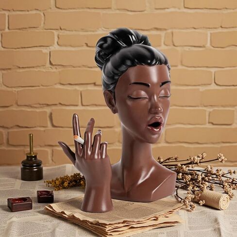 LeatherleadWorth Headscents: Elegant Black Woman Head Incense Burner Holder - Modern Design Home Decor & Desk Accessory (Black) in Saudi Arabia