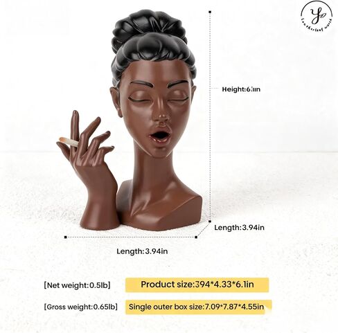 LeatherleadWorth Headscents: Elegant Black Woman Head Incense Burner Holder - Modern Design Home Decor & Desk Accessory (Black) in Saudi Arabia