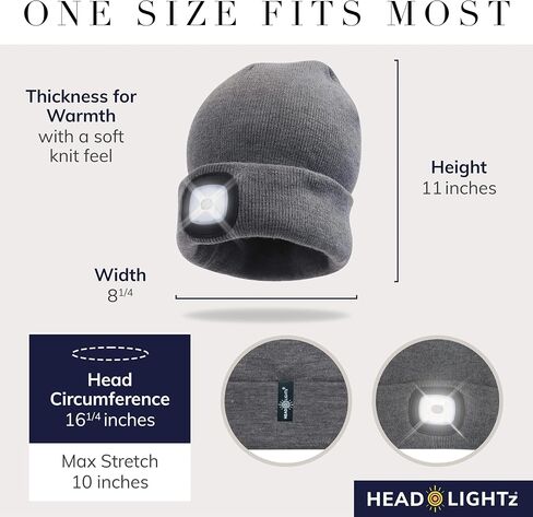 HEAD LIGHTZ® Rechargeable LED Beanie Hat – Hands-Free Lighted Cap for Running, Walking & Camping – As Seen on Oprah’s Favorite Things – Machine Washable, Unisex in Saudi Arabia