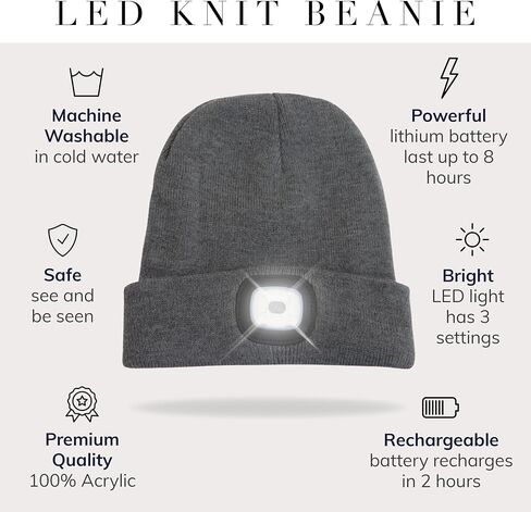 HEAD LIGHTZ® Rechargeable LED Beanie Hat – Hands-Free Lighted Cap for Running, Walking & Camping – As Seen on Oprah’s Favorite Things – Machine Washable, Unisex in Saudi Arabia