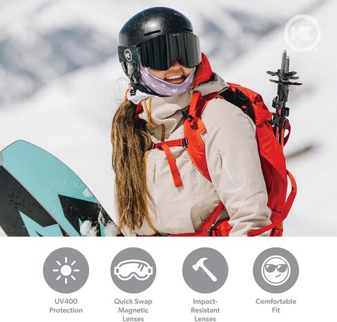 نظارات Knockaround Slingshots للتزلج على الجليد للرجال والنساء والشباب - طلاء مضاد للوهج والضباب - حماية من الأشعة فوق البنفسجية 400 in Kuwait