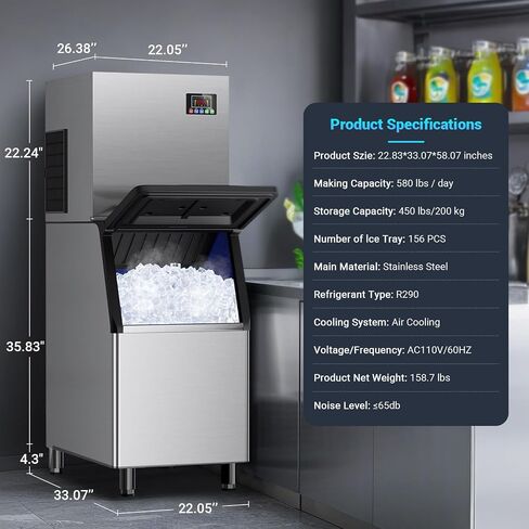 120lbs/24H ice Machine with 33lbs Ice Storage Capacity, Ice Maker Commercial for Bar Restaurant Home Office, with Scoop in Saudi Arabia