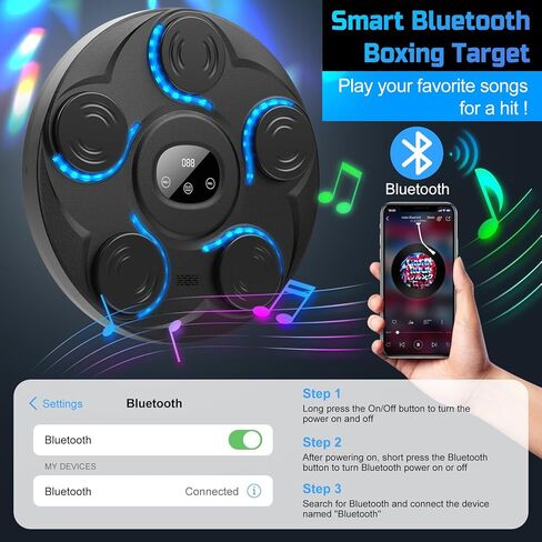 آلة الملاكمة للموسيقى ، تدريب Bluetooth الذكي مع قفازات الملاكمة ، آلة اللكم الموسيقية المثبتة على الحائط ، 6 آلة تثقيب الحجم الكبير للبالغين الأطفال in Kuwait