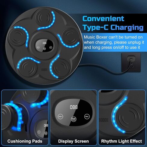 آلة الملاكمة للموسيقى ، تدريب Bluetooth الذكي مع قفازات الملاكمة ، آلة اللكم الموسيقية المثبتة على الحائط ، 6 آلة تثقيب الحجم الكبير للبالغين الأطفال in Kuwait