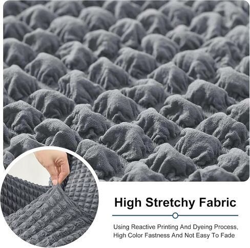 تمتد Seersucker Wingback Chair Slipcover ، كرسي الفقاعة العالمي مع تنورة ، غرفة معيشة أغلفة كرسي عالية ، أغطية قابلة للانزلاق سهلة للكراسي (Dark Beige ، Chair) in Saudi Arabia
