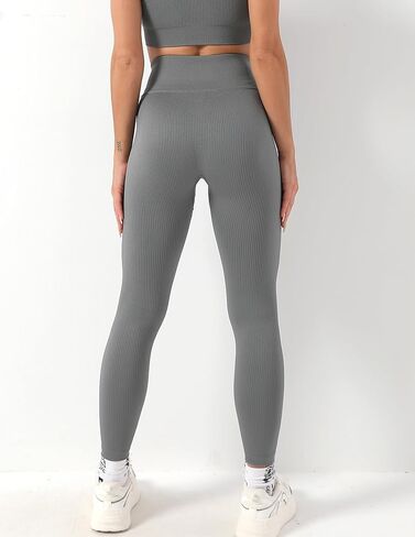 Women's High Waist Drawstring Leggings Seamless Ribbed Yoga Pants for Gym Fitness and Casual Wear in Saudi Arabia