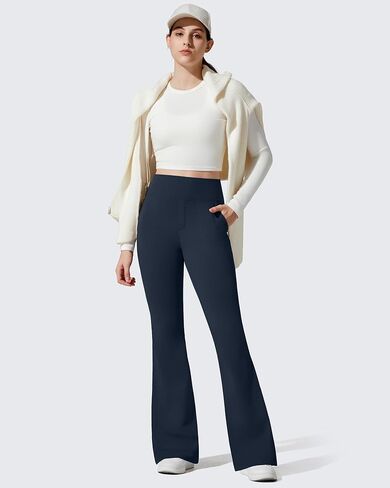G4Free Barefeel Women's Fleece Lined Flare Yoga Pants Winter Thermal High Waist Leggings with Pockets in Saudi Arabia