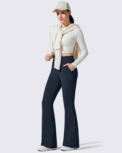 G4Free Barefeel Women's Fleece Lined Flare Yoga Pants Winter Thermal High Waist Leggings with Pockets in Saudi Arabia