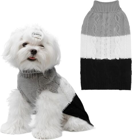 EXPAWLORER Dog Sweater - Large Dog Fall Sweaters for Dogs Girls Boys,Classic Turtleneck Knitwear Dog Clothes for Cold Weather, Cable Knit Dog Outfit,Coat,Pet Apparel(Orange,XL) in Kuwait