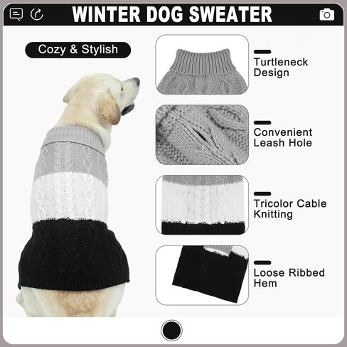 EXPAWLORER Dog Sweater - Large Dog Fall Sweaters for Dogs Girls Boys,Classic Turtleneck Knitwear Dog Clothes for Cold Weather, Cable Knit Dog Outfit,Coat,Pet Apparel(Orange,XL) in Kuwait