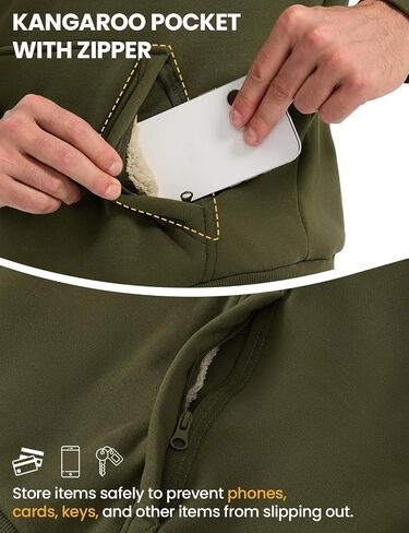 TBMPOY Men's Crewneck Sherpa Lined Sweatshirts Fleece Pullover Sweatshirt Winter Heavyweight Kangaroo with Zipper Pocket in Saudi Arabia