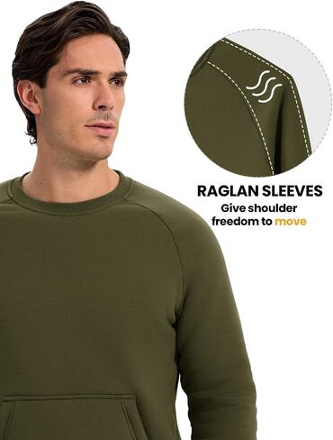 TBMPOY Men's Crewneck Sherpa Lined Sweatshirts Fleece Pullover Sweatshirt Winter Heavyweight Kangaroo with Zipper Pocket in Saudi Arabia