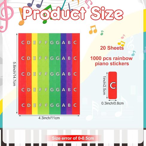 Frienda 20 Sheets Rhythm Band Music Staff Paper 4 x 6 Inches Instrument Labels with 1000 Pcs Colorful Rainbow Piano Stickers for Music Composition Practice Teaching Supplies in Saudi Arabia