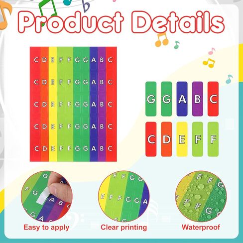 Frienda 20 Sheets Rhythm Band Music Staff Paper 4 x 6 Inches Instrument Labels with 1000 Pcs Colorful Rainbow Piano Stickers for Music Composition Practice Teaching Supplies in Saudi Arabia