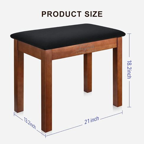 Solid Wood Piano Bench with Storage | Professional Keyboard Stool with Suede Cushion，an Piano Stool Designed for Extended Practice Sessions（Brown） in Kuwait