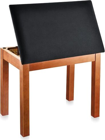 Solid Wood Piano Bench with Storage | Professional Keyboard Stool with Suede Cushion，an Piano Stool Designed for Extended Practice Sessions（Brown） in Kuwait