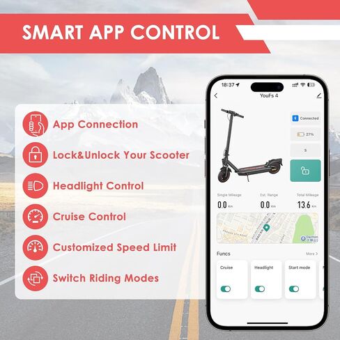 Electric Scooter for Adults, 19/25 Mph Max Speed, 21/25/35 Miles Range,350/500/600W APP Control E-Scooter with 8.5"/10" Inflatable tire, Foldable Escooter with App Control, UL 2272 Certified in Saudi Arabia