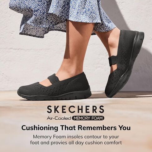حذاء نسائي مسطح من Skechers Seager Power Hitter مصنوع من نسيج ماري جين in Kuwait