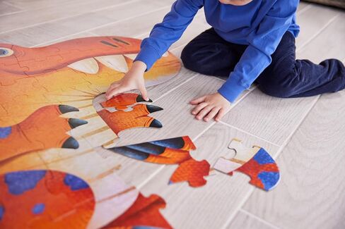 Crocodile Creek Above + Below 48-Piece Jigsaw Floor Puzzle - Fun Floor Puzzles for Kids Ages 4-8 - Day at The Dinosaur Museum - 18 x 24 inches Finished in Kuwait