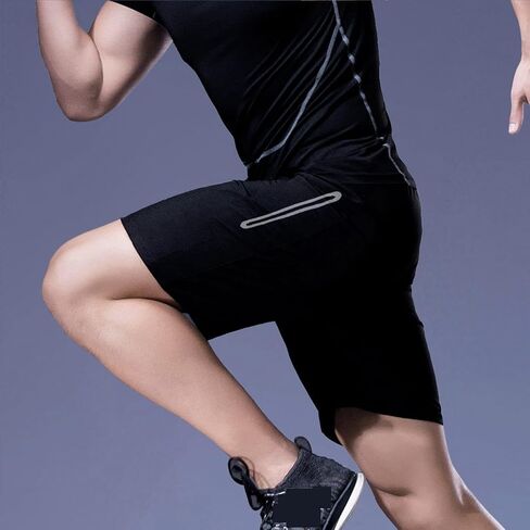Men's Quick-Dry, Breathable Sports Shorts with Reflective Strips in Saudi Arabia