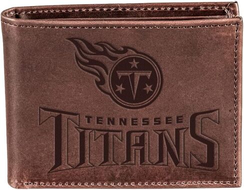 محفظة Team Sports America NFL Tennessee Titans Brown Wallet | ثنائي الطي | شعار مختوم مرخص رسميًا | مصنوع من الجلد | منظم النقود والبطاقات | يتضمن صندوق الهدايا in Saudi Arabia