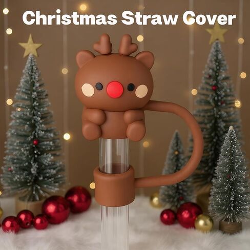 Christmas Stanley Cup Accessories Set - Straw Cover,Siliocne Boot, Xmas Charms, Straw Topper for Stanley Cup 20oz & 30oz & 40oz Tumbler,Christmas Decoration (Red2) in Saudi Arabia