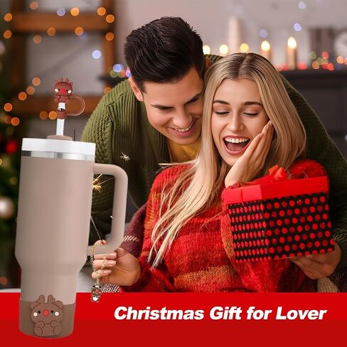 Christmas Stanley Cup Accessories Set - Straw Cover,Siliocne Boot, Xmas Charms, Straw Topper for Stanley Cup 20oz & 30oz & 40oz Tumbler,Christmas Decoration (Red2) in Saudi Arabia