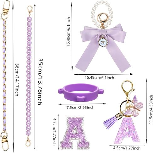 6Pcs Letter Accessories for Owala Water Bottle 24oz 32oz 40oz, with Cute Initial Charm and Handle Strap, Compatible with Owala Free Sip, Kids Bottle,Stanley Cup Accessories in Saudi Arabia