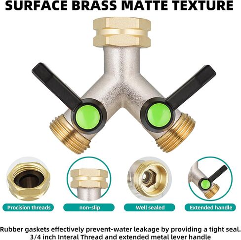 خرق خرطوم الحديقة ، خائن خرطوم عالي التدفق ، 3/4 "GHT مدخل النحاس الشاق الخراطيم الخراطيم الخارق في اتجاهين التدفق الكامل ، محول صنبور صمام خرطوم Y ، عداء ومخرج كبير مع مقبض ممتد. in Kuwait