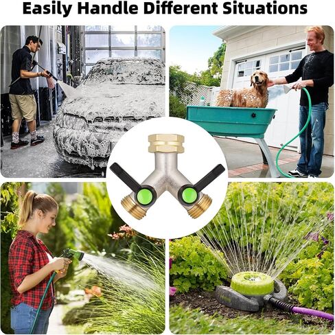 خرق خرطوم الحديقة ، خائن خرطوم عالي التدفق ، 3/4 "GHT مدخل النحاس الشاق الخراطيم الخراطيم الخارق في اتجاهين التدفق الكامل ، محول صنبور صمام خرطوم Y ، عداء ومخرج كبير مع مقبض ممتد. in Kuwait