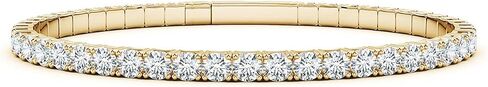Angara Classic Round Lab Bangwing Diamond Flex Bangle في الذهب الصلب 14K | عيد ميلاد ، المشاركة ، الذكرى السنوية ، هدية مجوهرات الزفاف للنساء in Kuwait