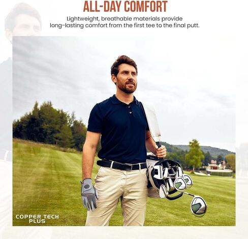 Copper Infused Golf Glove for Men – Charcoal/Grey (Combi) – Single Pack – Compression Fit, Arthritis Relief, Non-Slip Grip – USGA Approved in Kuwait