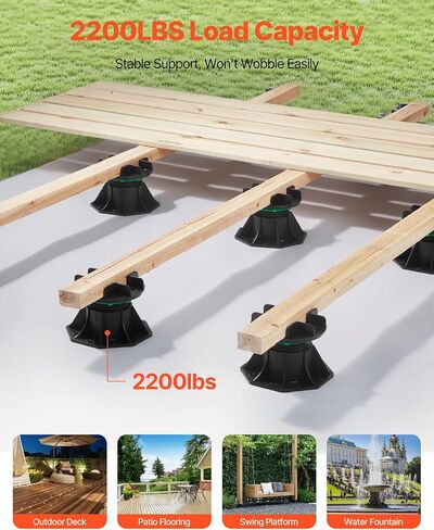 VEVOR Deck Blocks 12 PCS, 2000lbs / 907.18kg Load Capacity Deck Support Plastic Pedestal Paver, Raising 2.36-5.31 inch / 60-135 mm, Height Adjustable Shed Foundation Base for Wood Concrete Metal in Saudi Arabia