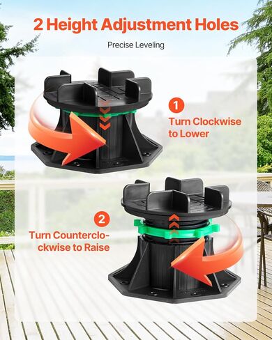 VEVOR Deck Blocks 12 PCS, 2000lbs / 907.18kg Load Capacity Deck Support Plastic Pedestal Paver, Raising 2.36-5.31 inch / 60-135 mm, Height Adjustable Shed Foundation Base for Wood Concrete Metal in Saudi Arabia