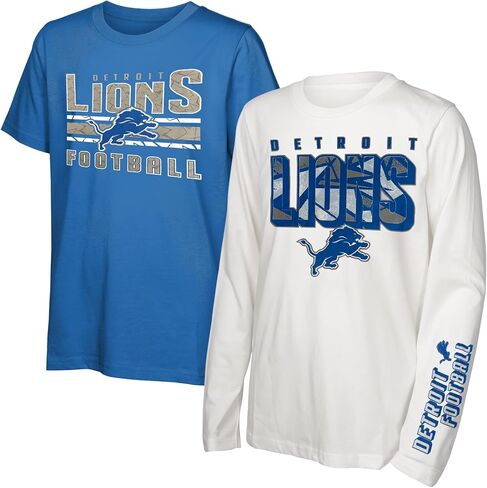 NFL Officially Licensed Kids Youth Boys 8-20 Primary Logo Wordmark in The Mix 2 Pack Long Sleeve T-Shirt Combo Set in Saudi Arabia