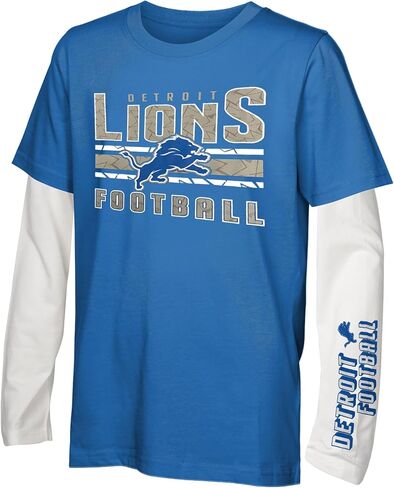 NFL Officially Licensed Kids Youth Boys 8-20 Primary Logo Wordmark in The Mix 2 Pack Long Sleeve T-Shirt Combo Set in Saudi Arabia