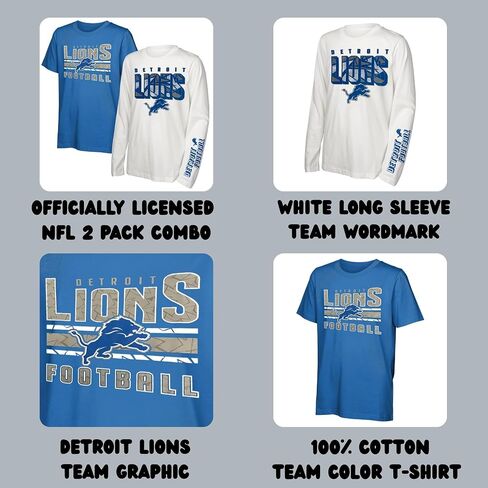 NFL Officially Licensed Kids Youth Boys 8-20 Primary Logo Wordmark in The Mix 2 Pack Long Sleeve T-Shirt Combo Set in Saudi Arabia