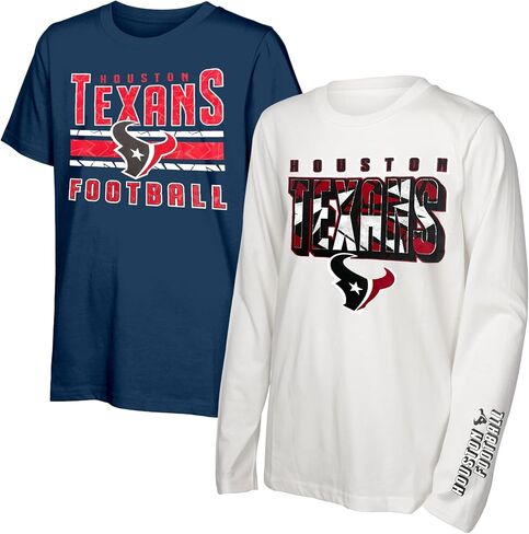 NFL Officially Licensed Kids Youth Boys 8-20 Primary Logo Wordmark in The Mix 2 Pack Long Sleeve T-Shirt Combo Set in Saudi Arabia