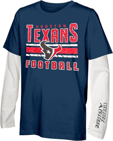 NFL Officially Licensed Kids Youth Boys 8-20 Primary Logo Wordmark in The Mix 2 Pack Long Sleeve T-Shirt Combo Set in Saudi Arabia