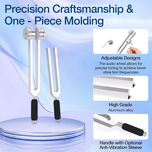 Tuning Forks for Healing Set – Weighted 128Hz 136.1Hz 256Hz 384Hz with Activator, Crystal & Leather Pouch – Relaxation & Meditation Tools for Energy Balance and Sound Support in Saudi Arabia
