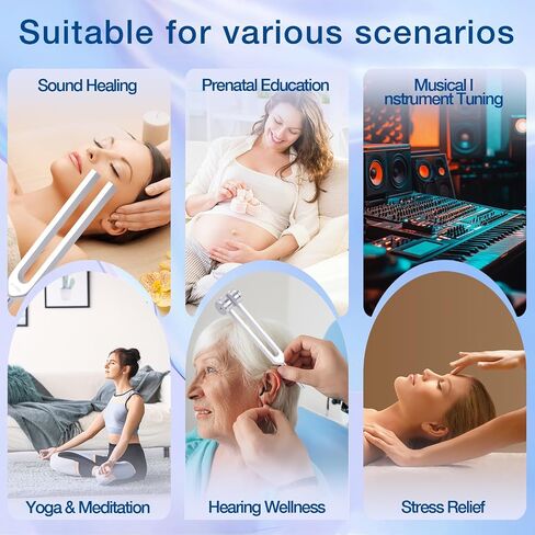 Tuning Forks for Healing Set – Weighted 128Hz 136.1Hz 256Hz 384Hz with Activator, Crystal & Leather Pouch – Relaxation & Meditation Tools for Energy Balance and Sound Support in Saudi Arabia