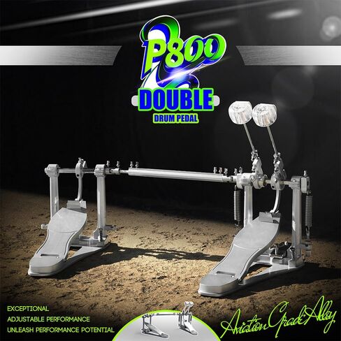 P800 Direct Drive Double Bass Pedal - مواد الفضاء الفضائي ، بناء قطعة واحدة لمجموعة الأسطوانة (مزدوجة) فضي in Kuwait