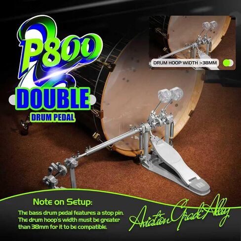 P800 Direct Drive Double Bass Pedal - مواد الفضاء الفضائي ، بناء قطعة واحدة لمجموعة الأسطوانة (مزدوجة) فضي in Kuwait