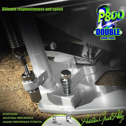 P800 Direct Drive Double Bass Pedal - مواد الفضاء الفضائي ، بناء قطعة واحدة لمجموعة الأسطوانة (مزدوجة) فضي in Kuwait