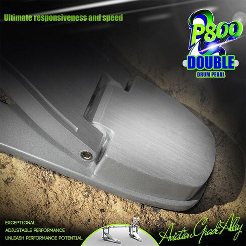 P800 Direct Drive Double Bass Pedal - مواد الفضاء الفضائي ، بناء قطعة واحدة لمجموعة الأسطوانة (مزدوجة) فضي in Kuwait