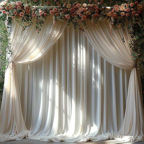 40x10ft Wrinkle Free Ivory Backdrop Curtain for Parties Soft Fabric Drapes Wedding Ivory Curtain Backdrop for Birthday Party Decorations Background for Photography 5x10ft,8 Panels in Saudi Arabia